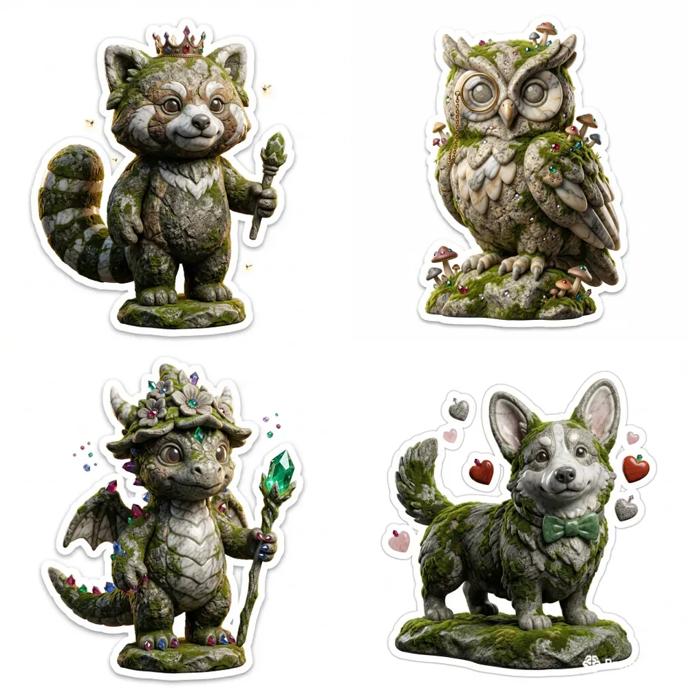 3D Stone Mascot Die Cut Sticker Art