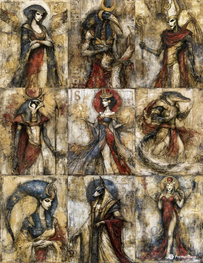 Egyptian Mythology Junk Journal Art Pages