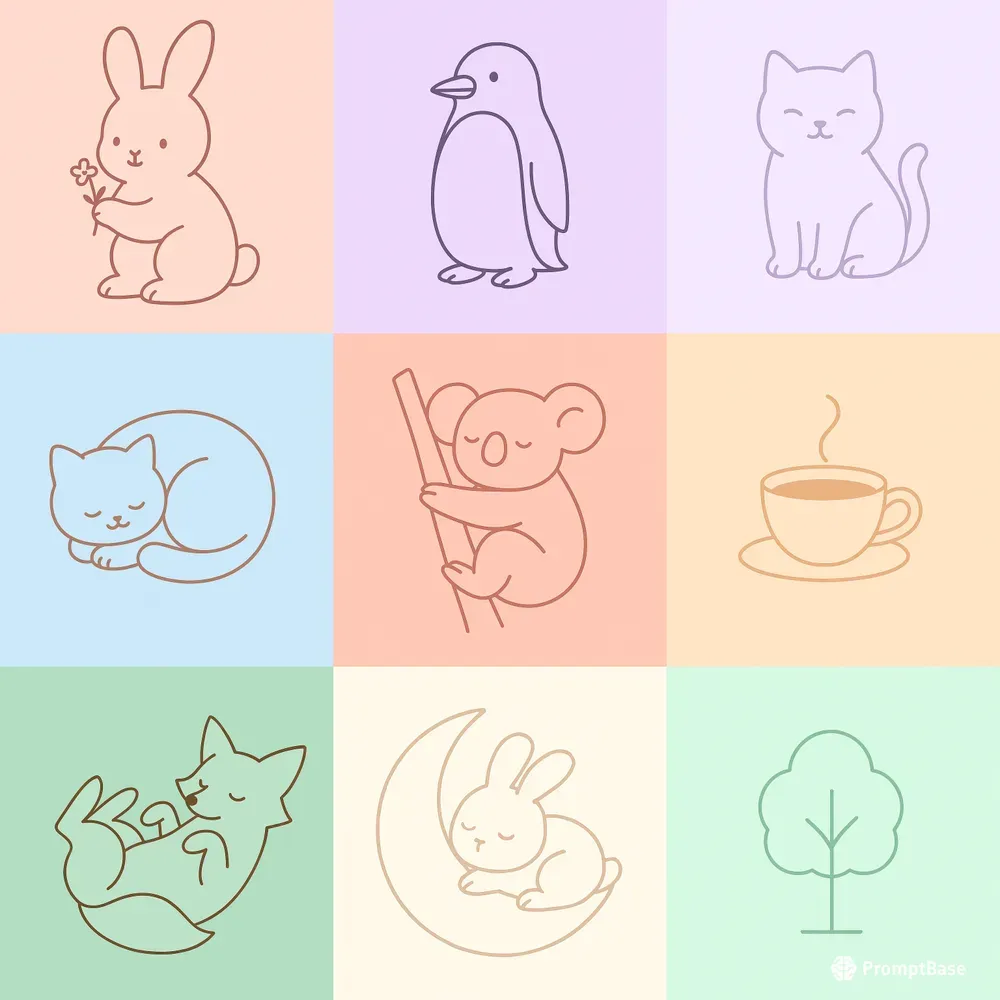 Minimal Pastel Animal Stickers Clean L