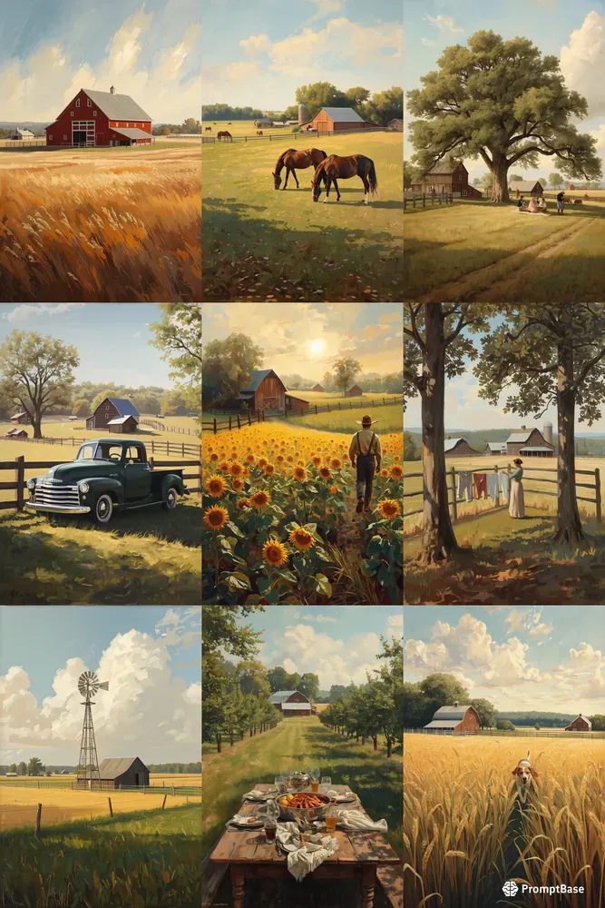 Elegant American Farm Oil Paintings