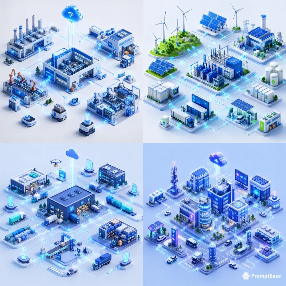 Industrial Iot 3D Ecosystem Visuals