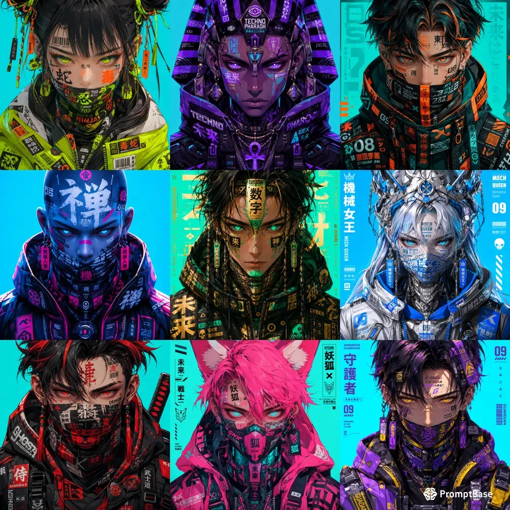 Neon Cyber Anime Face Poster Generator