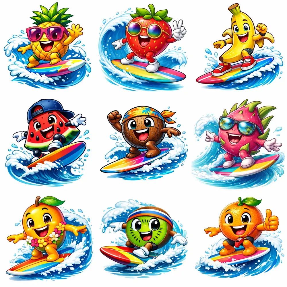 Surfing Fruit Mascot Vector Packs