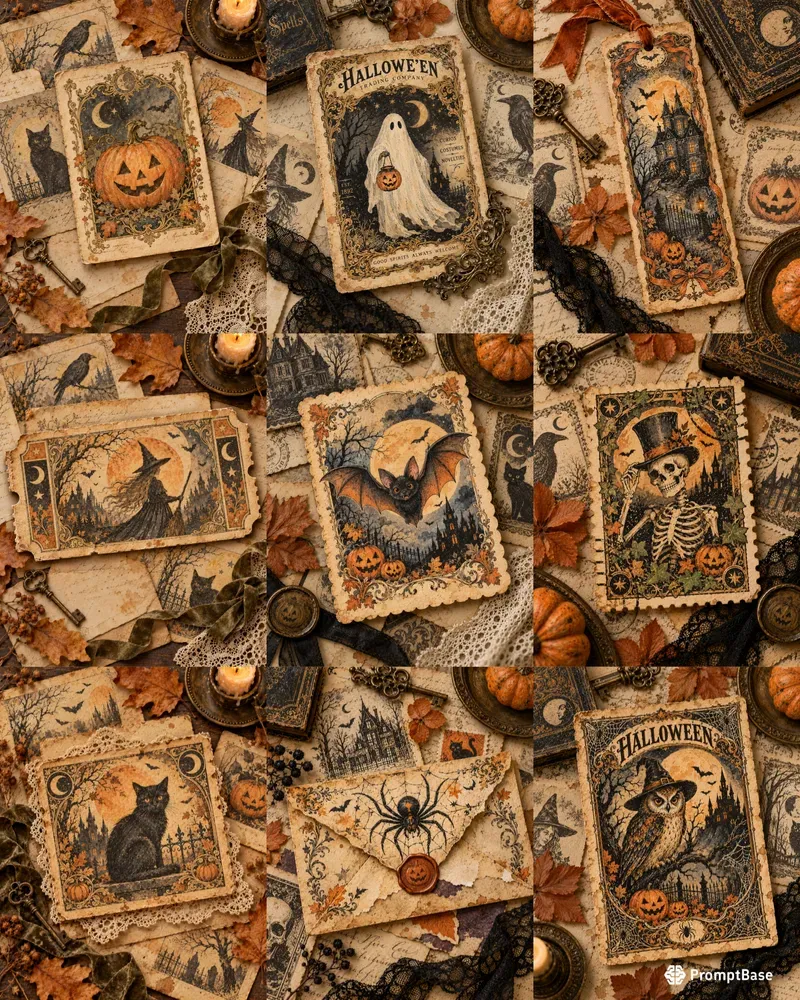 Vintage Halloween Ephemera Clipart