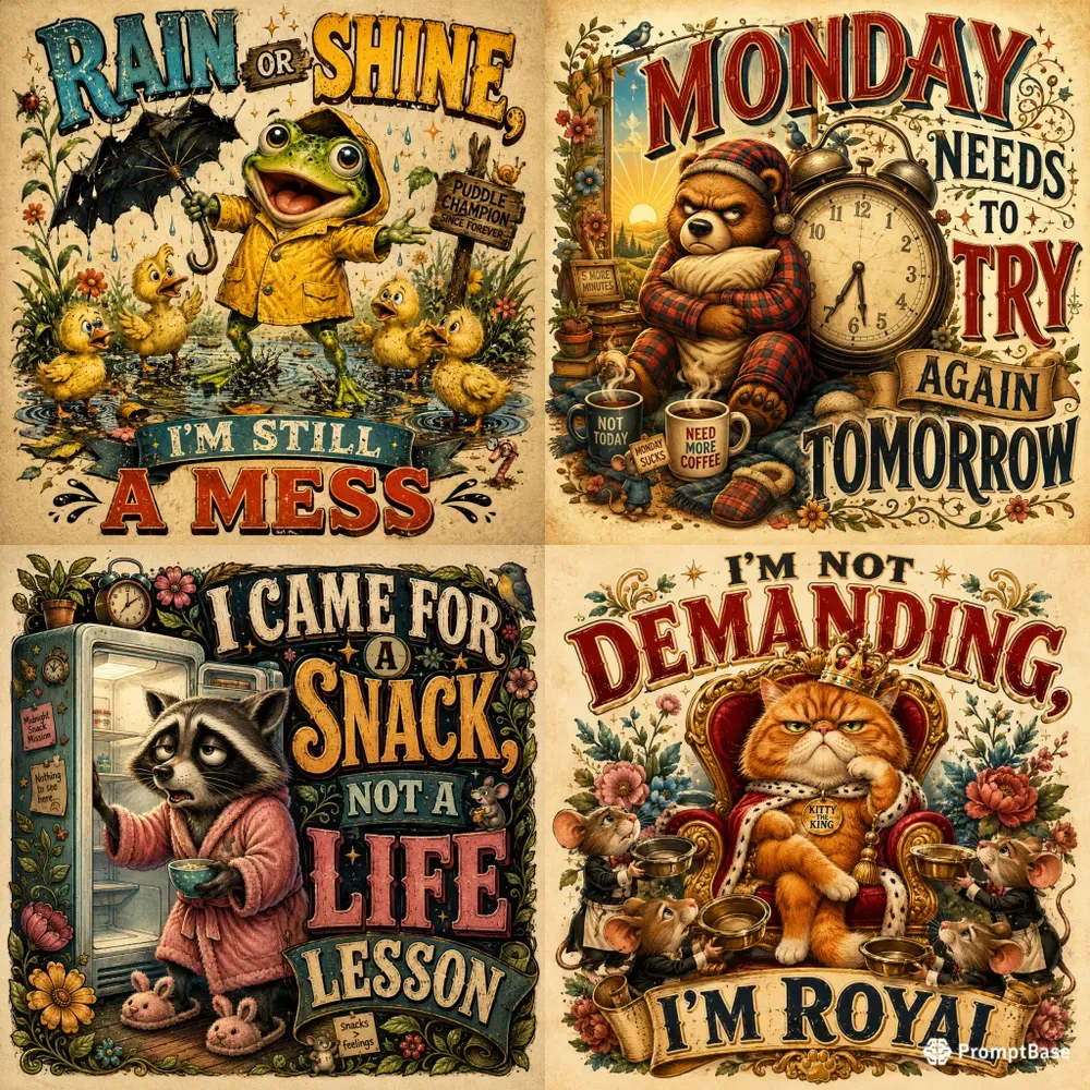 Whimsical Animal Humor Designs