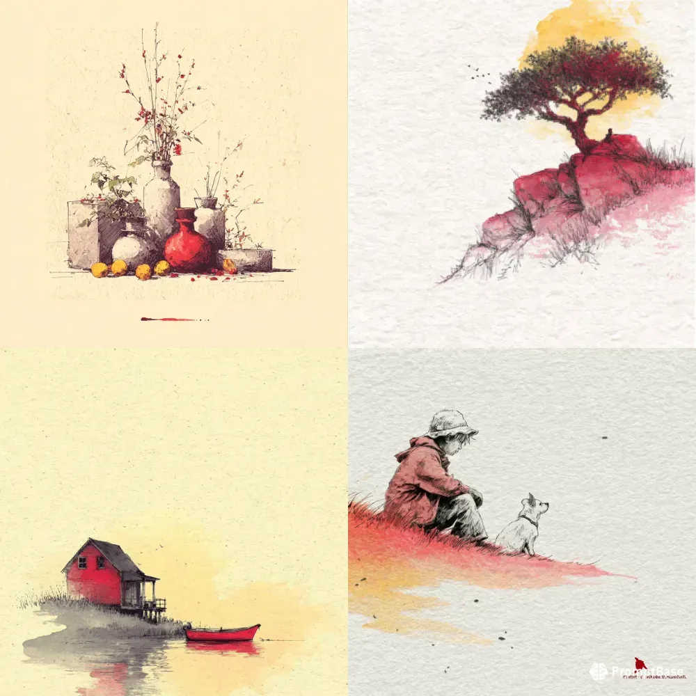 Minimal Sketches Warm Accents