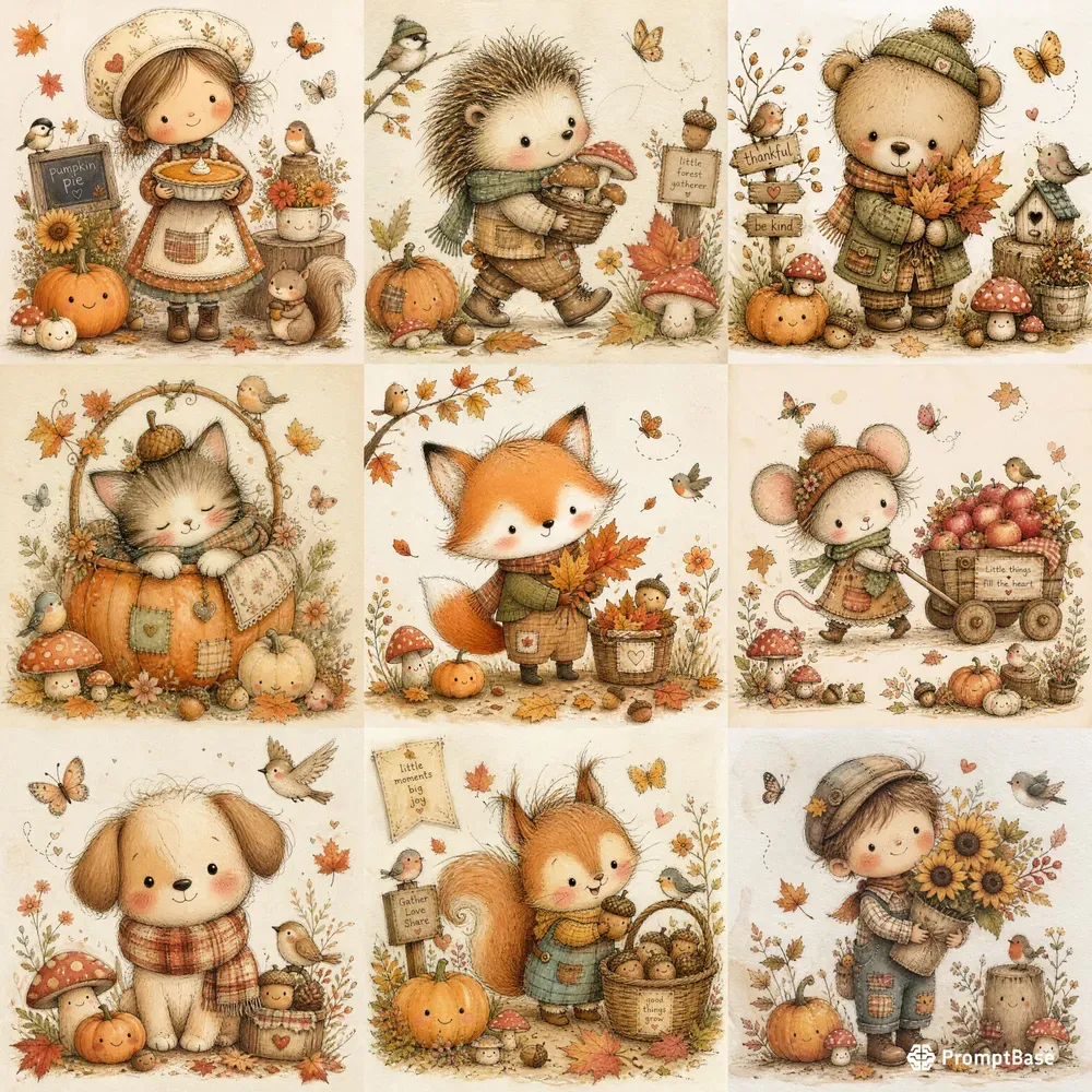 Autumn Woodland Storybook Characters