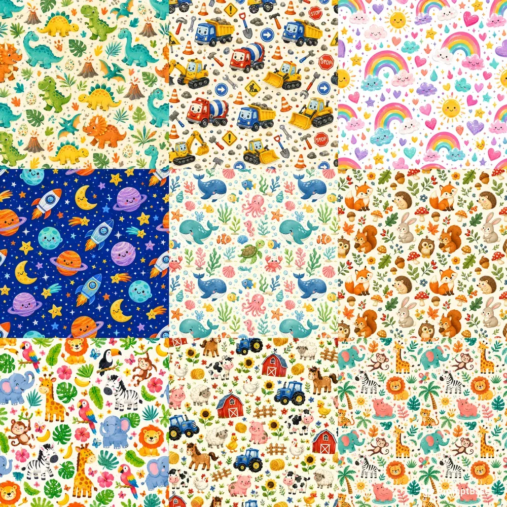Colorful Kids Seamless Patterns