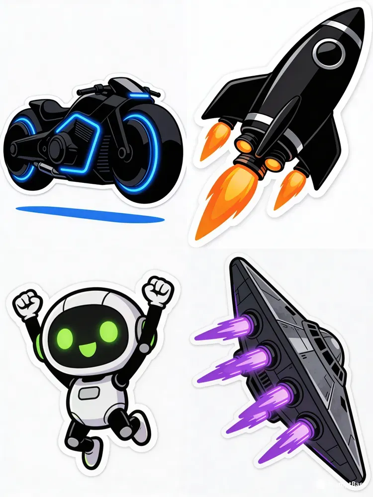 Cyberpunk Vector Tech Sticker Clipart