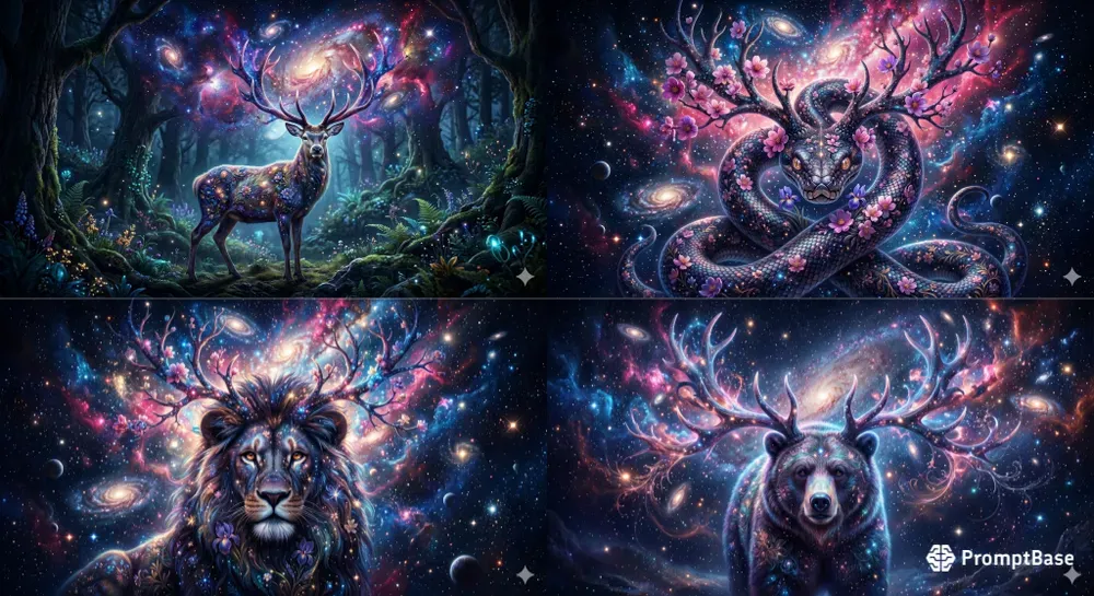 Cosmic Nebula Animal Portraits