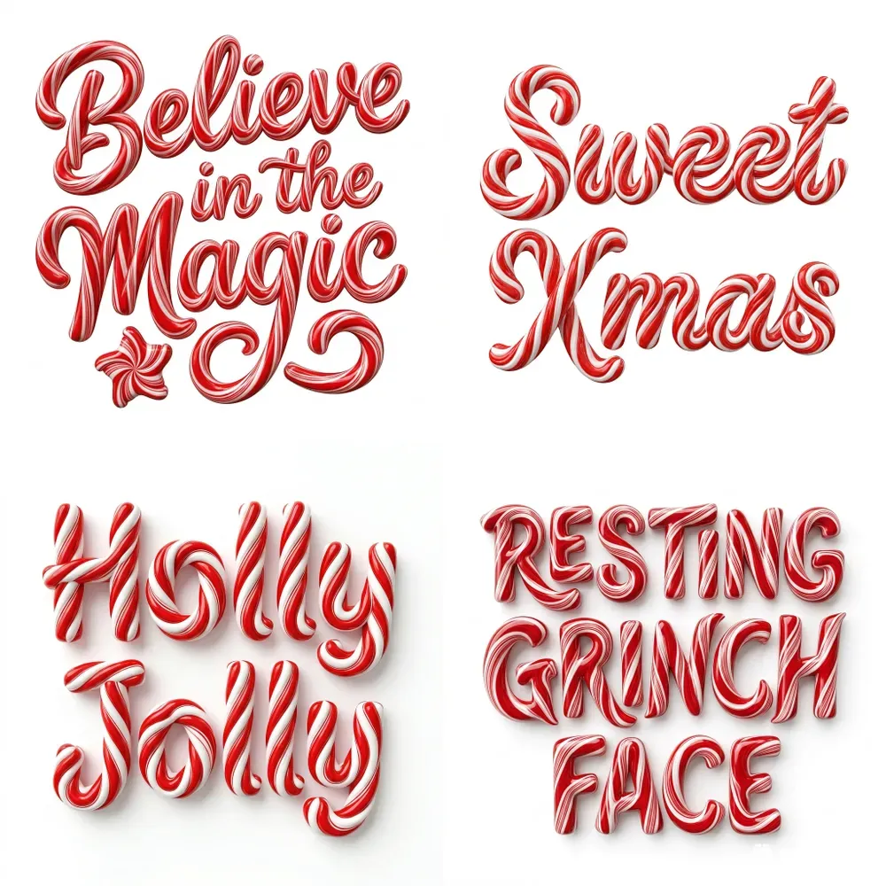Candy Cane 3D Typography