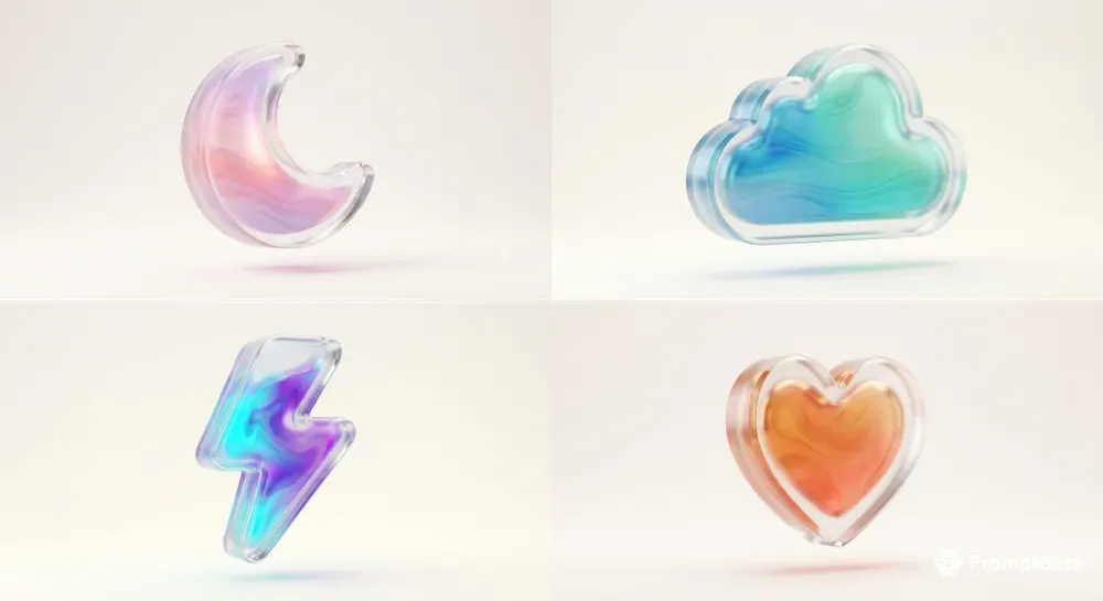 3D Frosted Glass Minimalist Icons