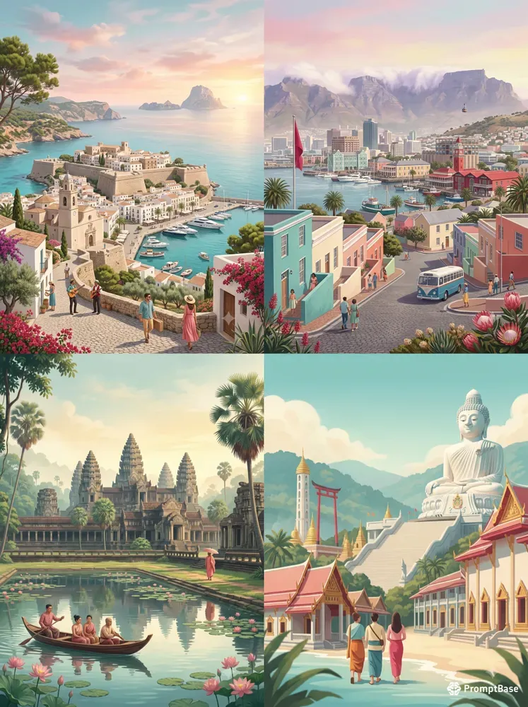 Pastel Retro Travel Posters
