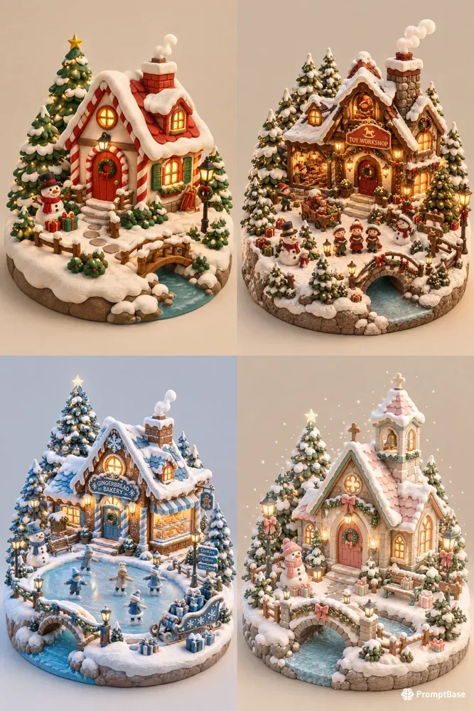 Claymorphic Christmas Village Dioramas