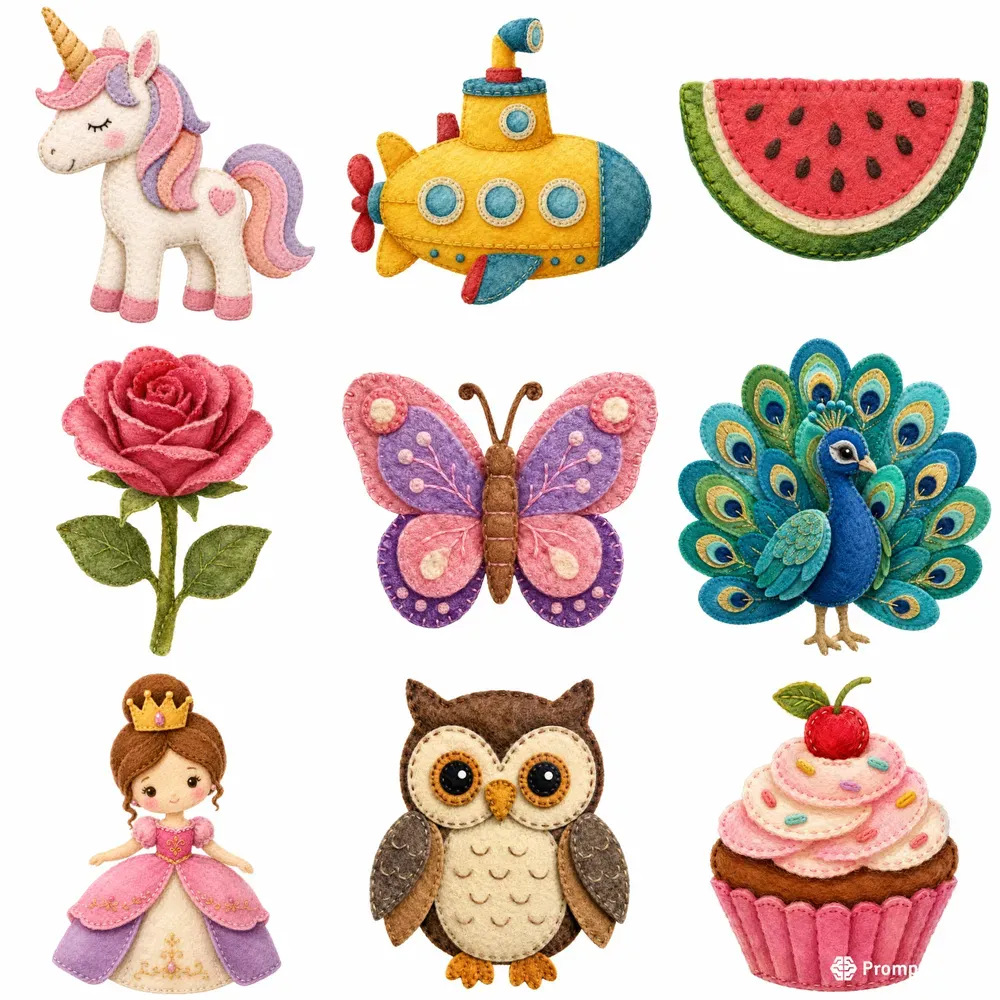 Handmade Felt Realistic Clipart Designs