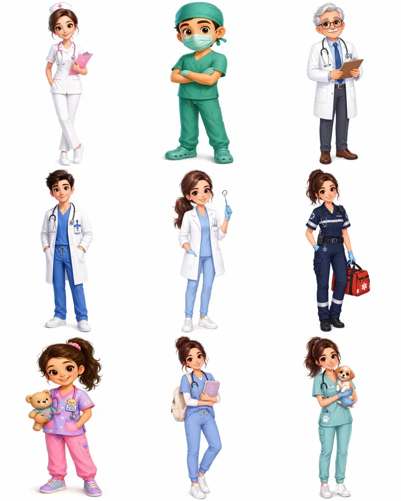 Cute Medical Character Illustrations