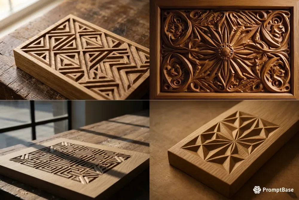 Premium Geometric Wood Carving Textures