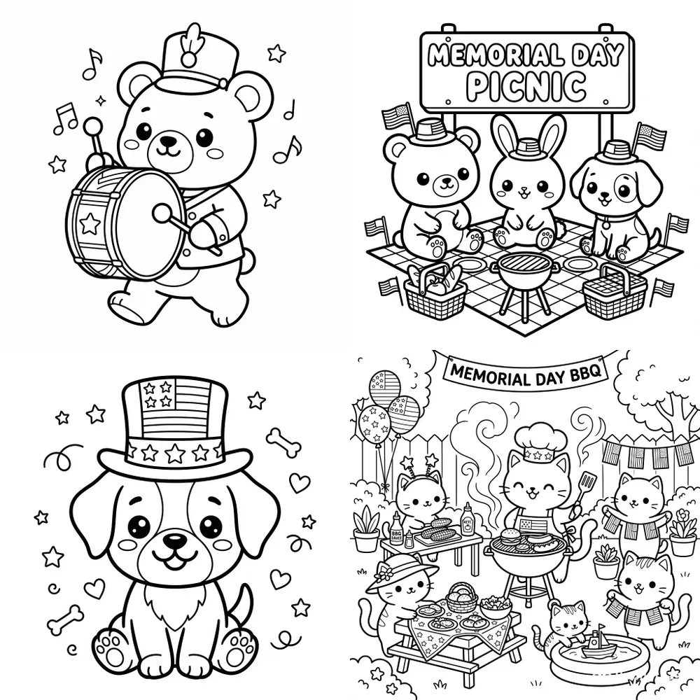 Kawaii Coloring Books For Memorial Day