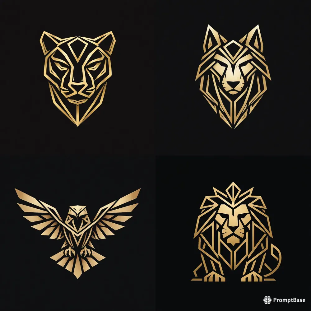 Golden Geometric Animal Logo Systems