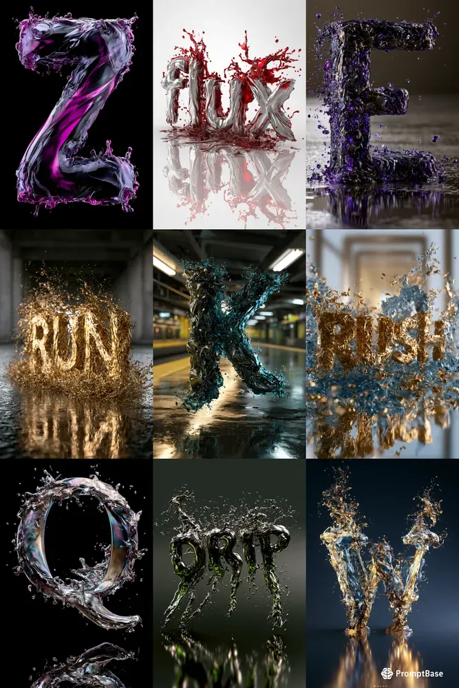 Liquid Metal Splash Typography