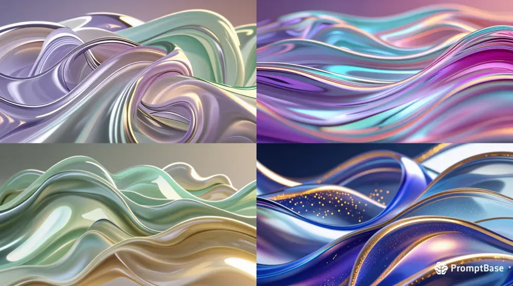 3D Fluid Glass Waves UI UX Backgrounds