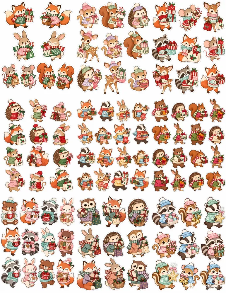 Cozy Christmas Animal Stickers