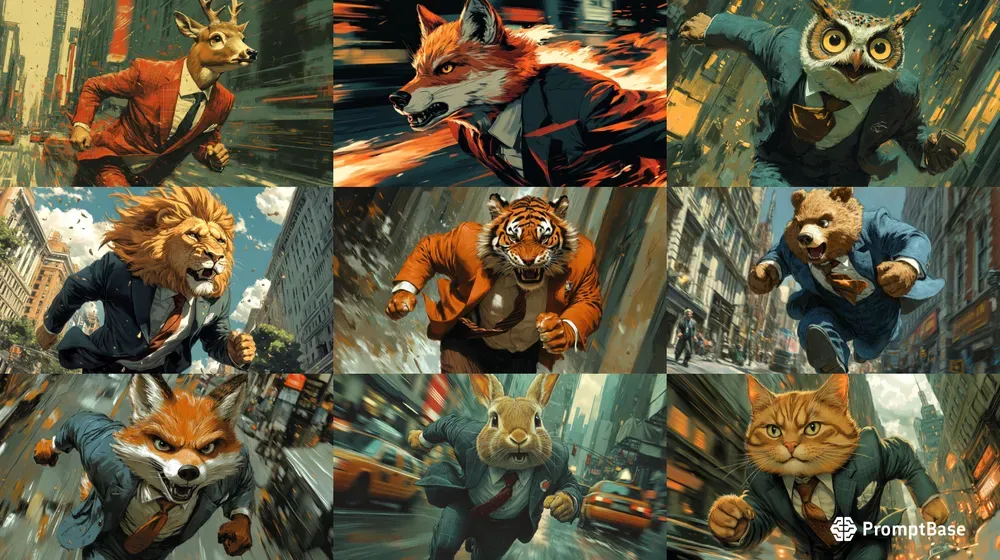 Animalinspired Comic Action Scenes