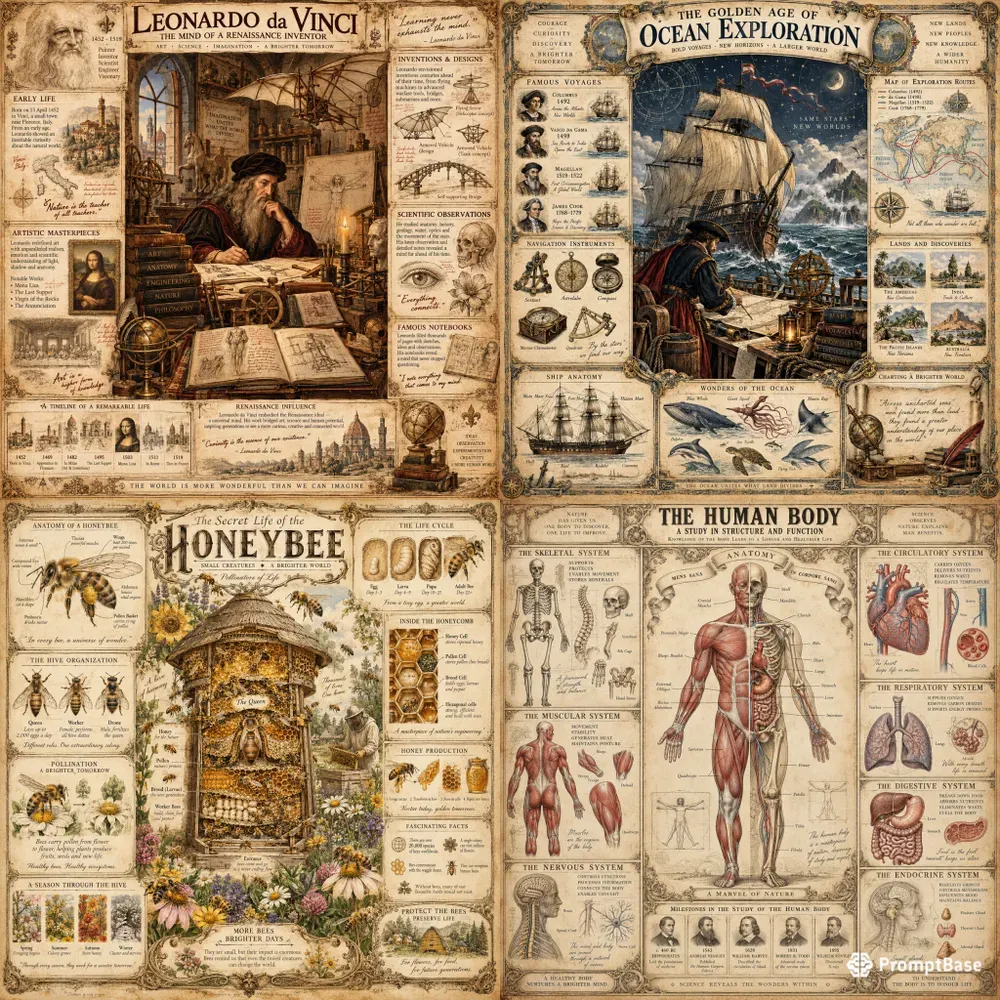 Vintage Storybook Knowledge Posters