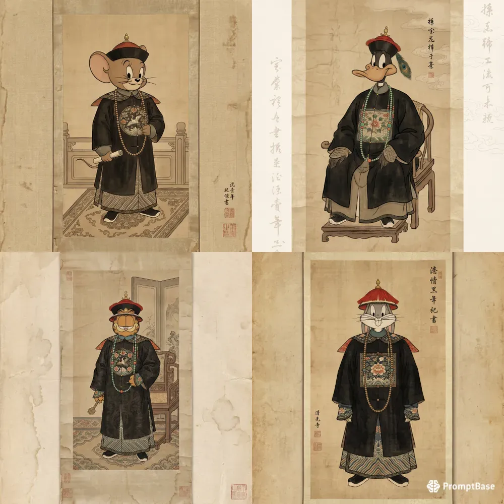 Qing Dynasty Imperial Cartoon Art