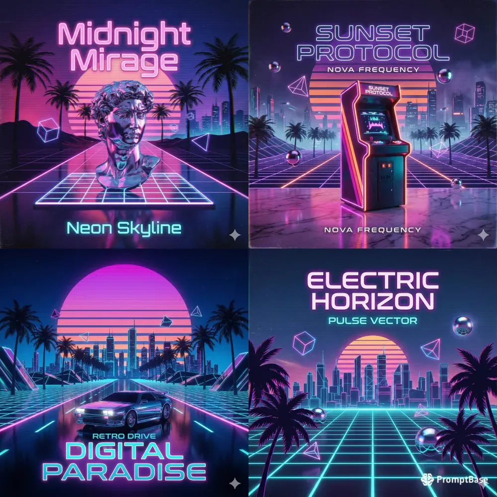 Retro Synthwave Album Art Generator