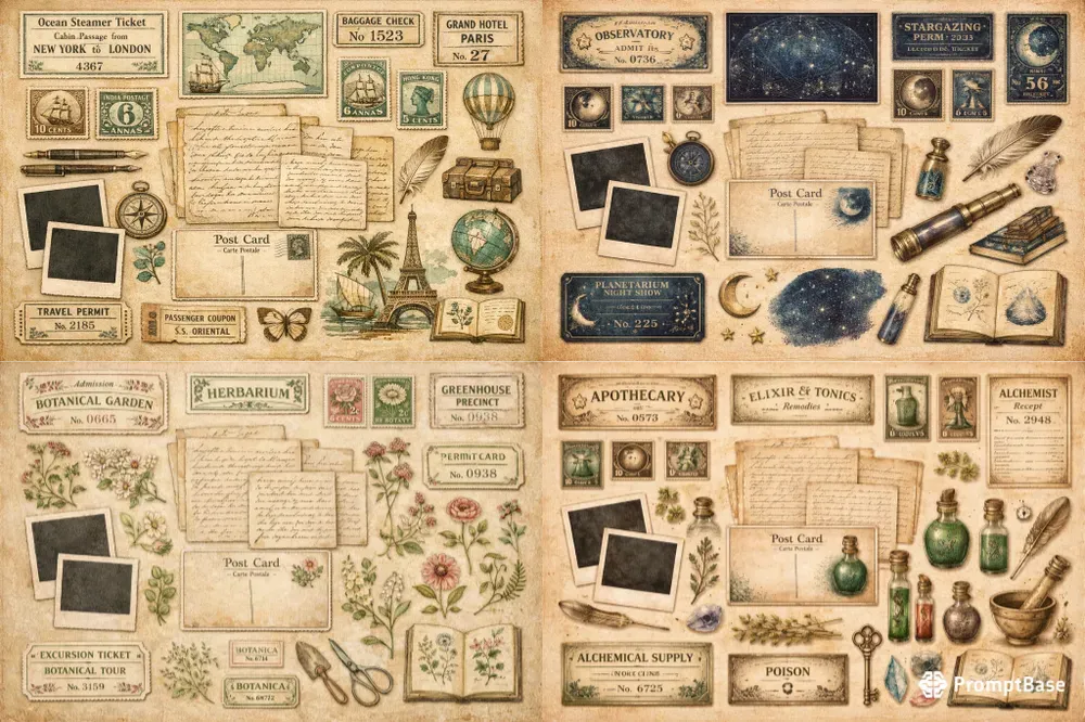 Vintage Junk Journal Ephemera Sets
