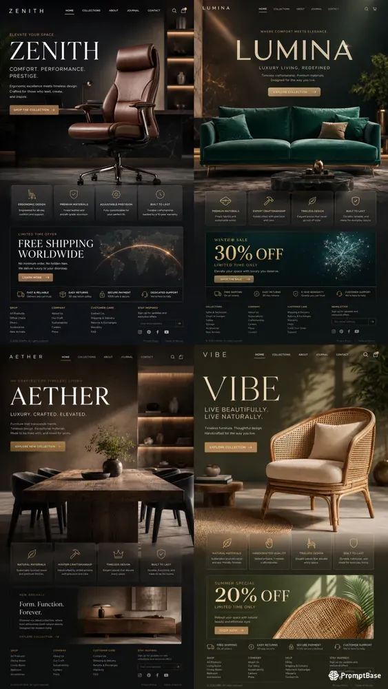 Modern Furniture Vertical Landing Pages