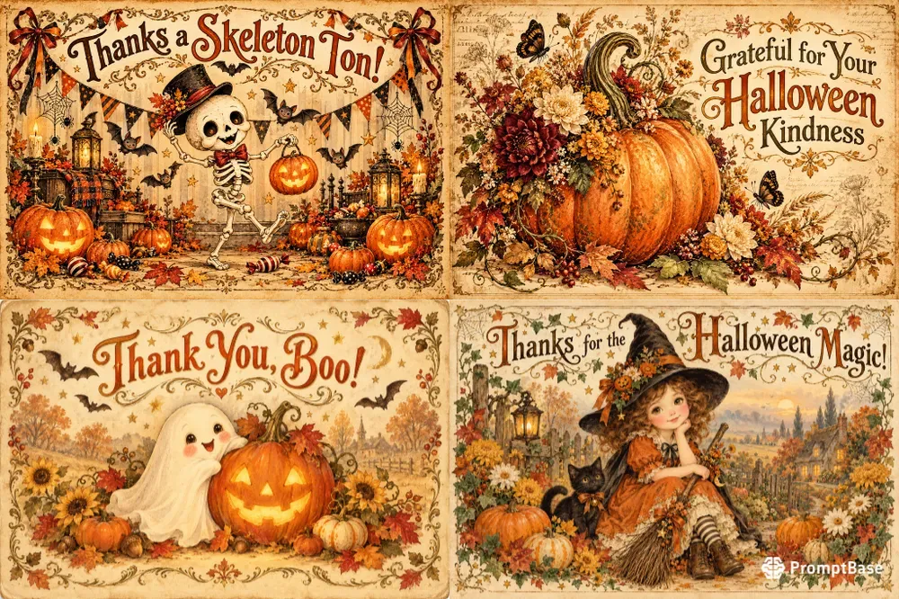 Vintage Halloween Thank You Cards