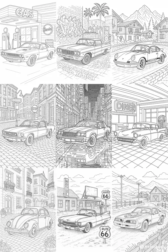 Vintage Cars Coloring Books For Teens