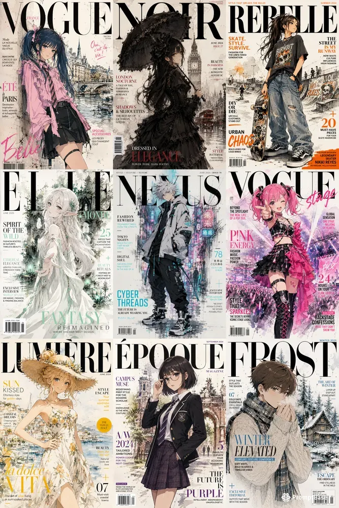 Mixed Media Anime Magazine Covers