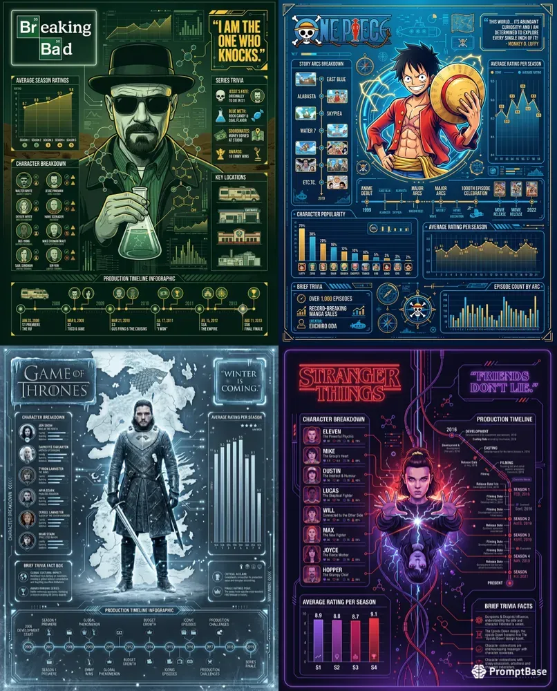 Anime Tv Infographic Posters