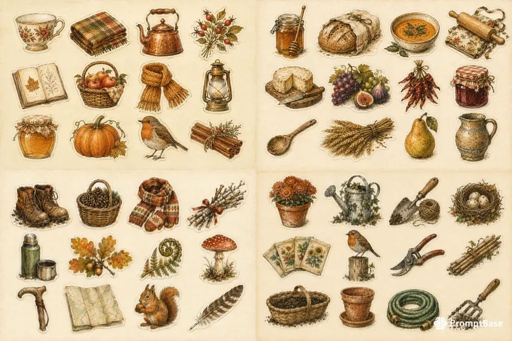 Autumn Junk Journal Cutout Sheets
