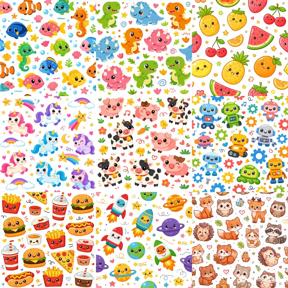 Playful Kawaii Cartoon Pattern Generator