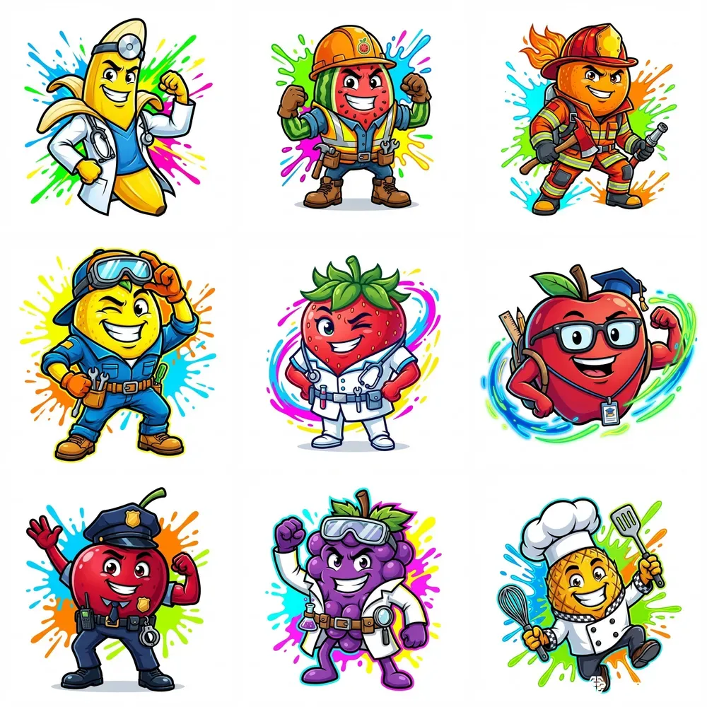 Playful Fruit Mascots In Professional
