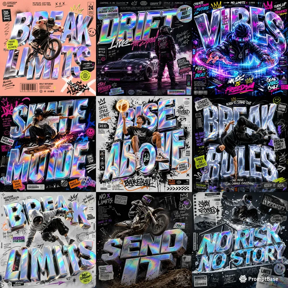 Holographic Streetwear Posters