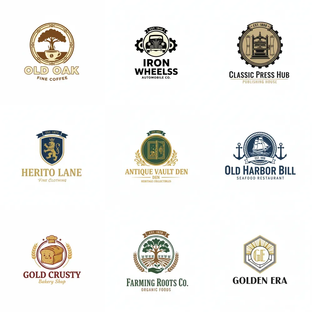 Old Era Flat 2D Vintage Logos