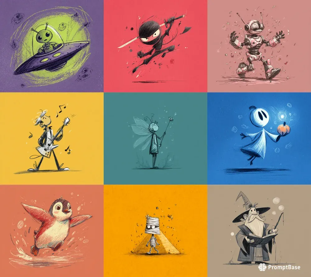 Whimsical Archetype Cartoon Art