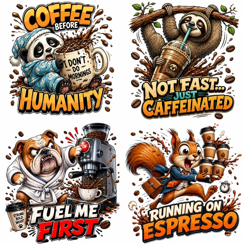Funny Coffee Animal Cartoons