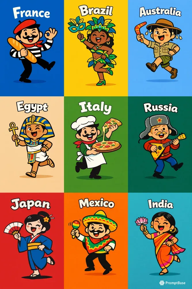 Country Cartoon Characters