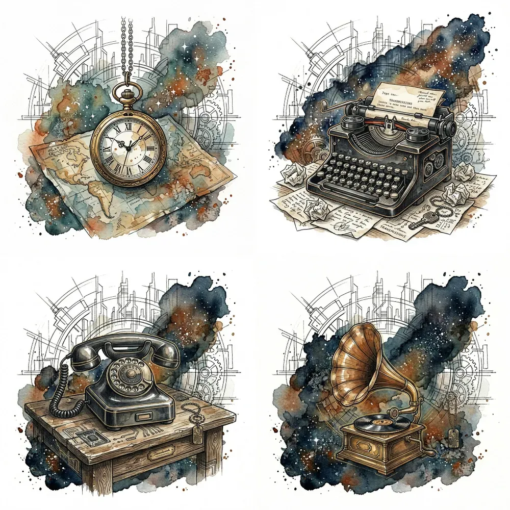 Watercolor Cyberpunk Illustrations