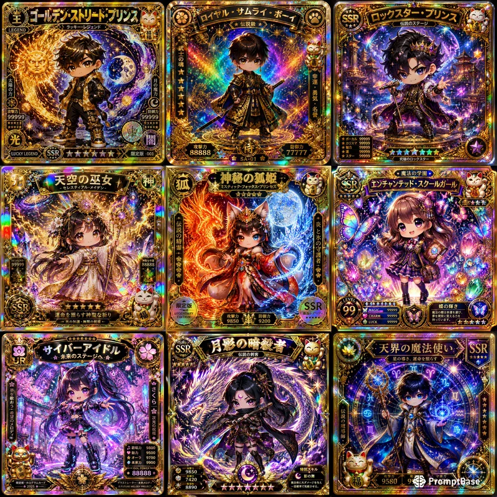 Luxury Chibi Holographic Card Art