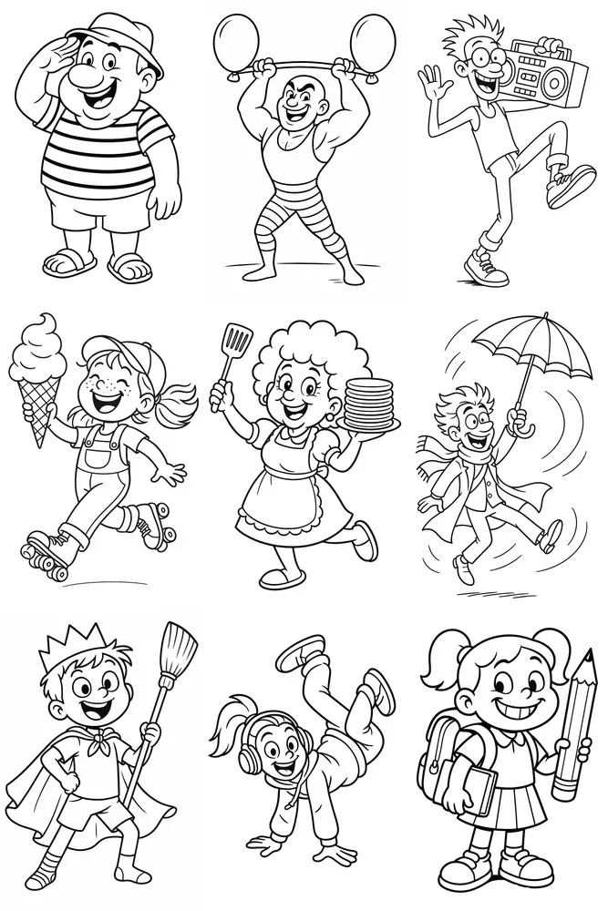 Playful Characters For Kids To Color