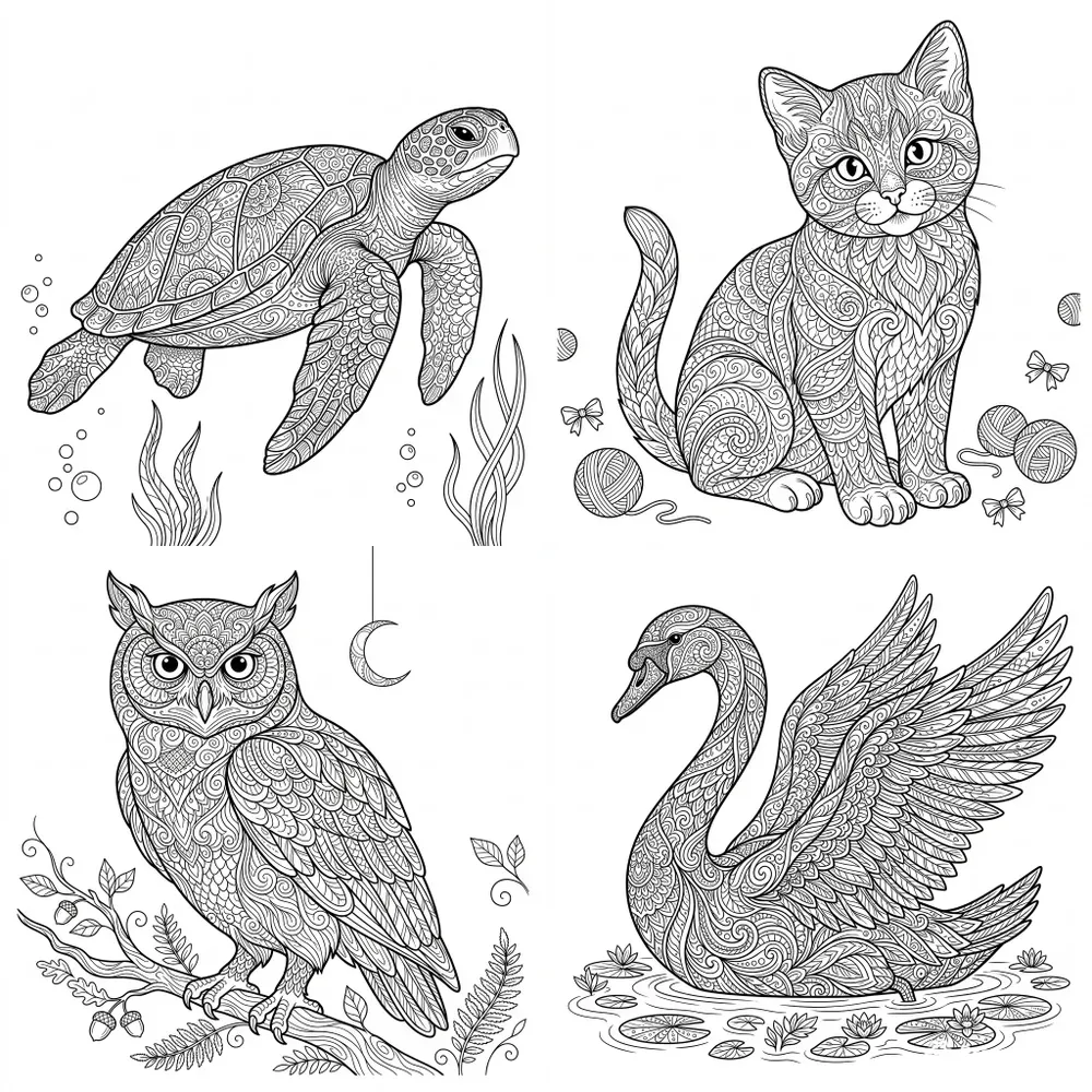 Zentangle Animal Coloring Pages