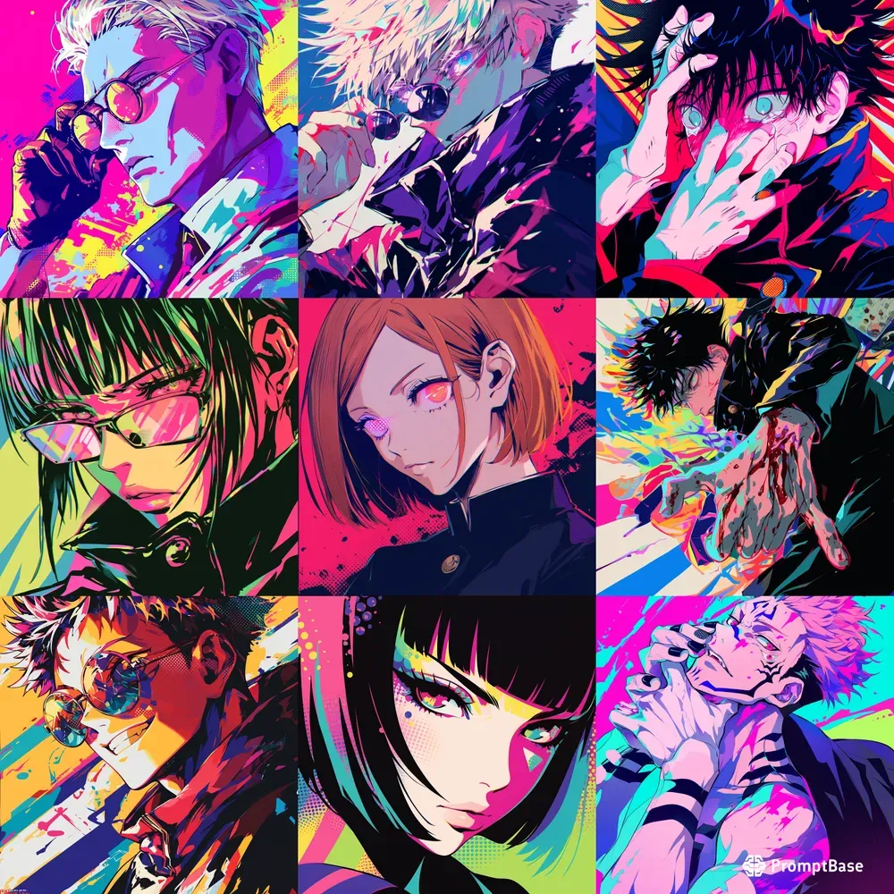 Dynamic Jujutsu Kaisen Pop Art Portraits