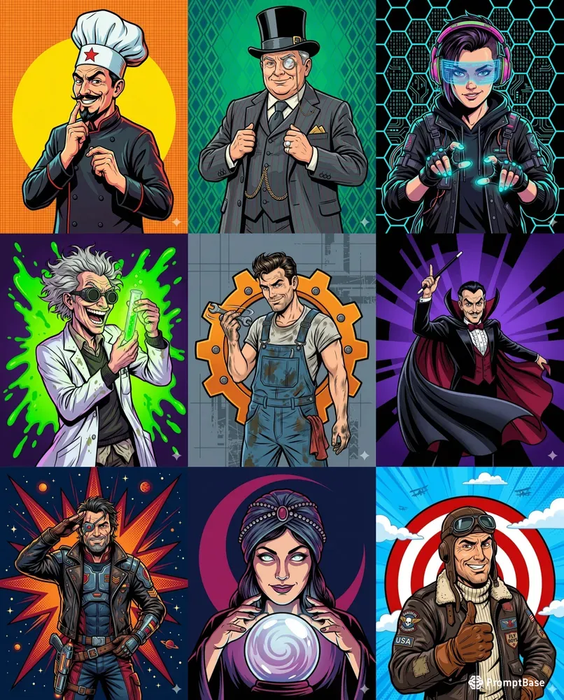 Retro Villain Mascot Vector Illustrations